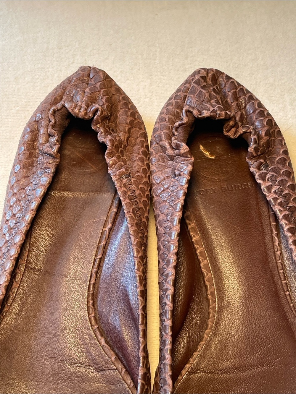 Tory Burch Reva Snakeskin Ballet Flat Size 8.5 - Picture 5 of 7